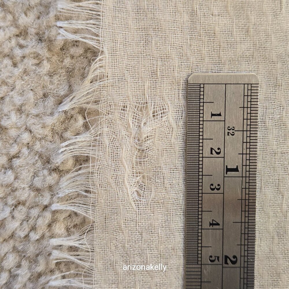 Huge Cashmere Square Woven Neutral Colors Tan Creme Lightweight - Picture 6 of 16